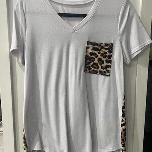 Women's White and Brown Shirt